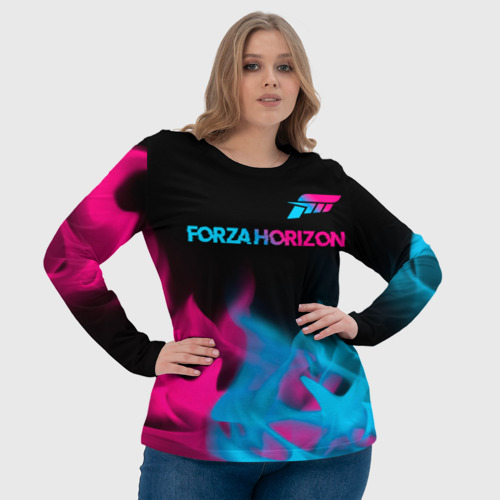 Женский лонгслив 3D Forza Horizon - neon gradient: символ сверху, цвет 3D печать - фото 6
