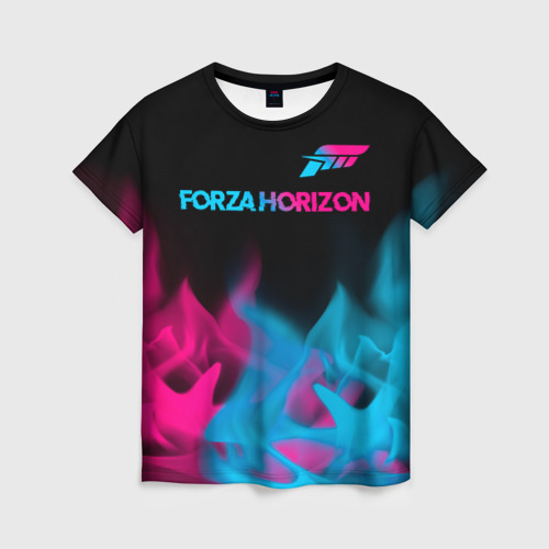 Женская футболка 3D Forza Horizon - neon gradient: символ сверху, цвет 3D печать