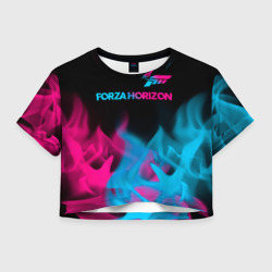 Женская футболка Crop-top 3D Forza Horizon - neon gradient: символ сверху