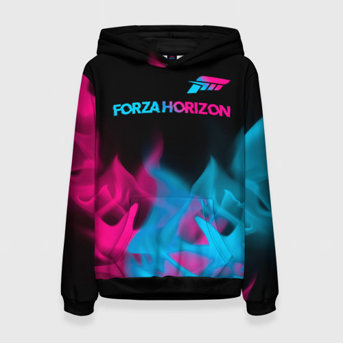 Женская толстовка 3D Forza Horizon - neon gradient: символ сверху, цвет 3D печать