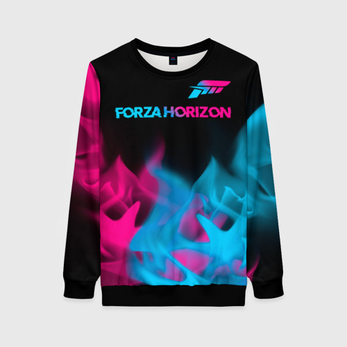 Женский свитшот 3D Forza Horizon - neon gradient: символ сверху, цвет 3D печать