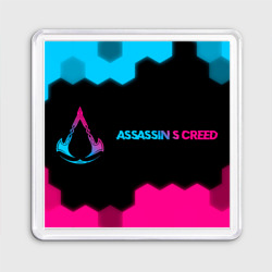 Магнит 55*55 Assassin's Creed - neon gradient: надпись и символ