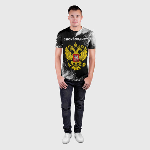 Мужская футболка 3D Slim Сноубордист из России и герб РФ, цвет 3D печать - фото 4