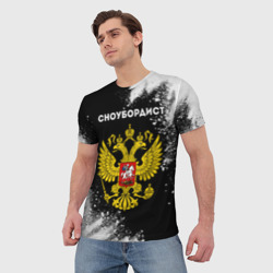 Мужская футболка 3D Сноубордист из России и герб РФ - фото 2