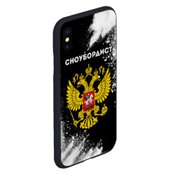 Чехол для iPhone XS Max матовый Сноубордист из России и герб РФ - фото 2