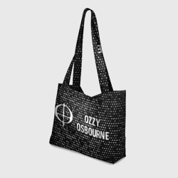 Пляжная сумка 3D Ozzy Osbourne glitch на темном фоне: надпись и символ - фото 2