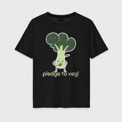 Женская футболка хлопок Oversize Обещаю есть овощи