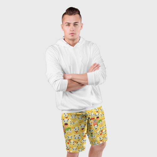 Мужские шорты спортивные Смайлики - эмоции, цвет 3D печать - фото 5