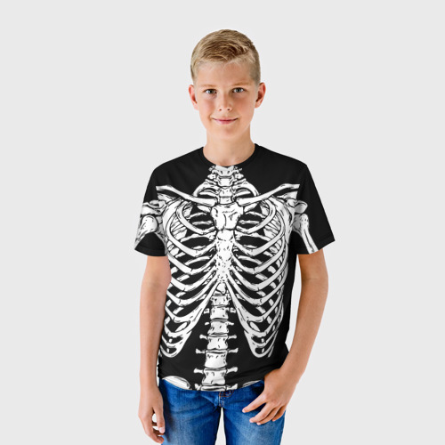 Детская футболка 3D Skeleton ribs, цвет 3D печать - фото 3