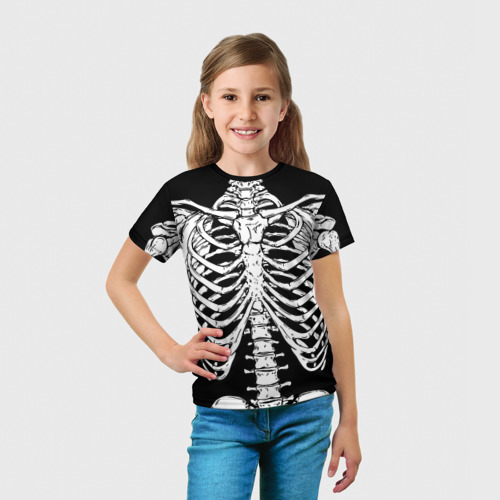 Детская футболка 3D Skeleton ribs, цвет 3D печать - фото 5