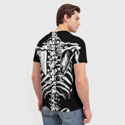Футболка с принтом Skeleton ribs для мужчины, вид на модели сзади №2. Цвет основы: белый