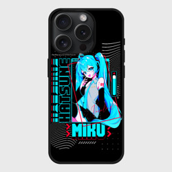 Чехол силиконовый для Apple iPhone 15 Pro матовый Девочка Хацуне Мику