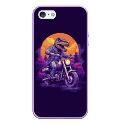Чехол для iPhone 5/5S матовый Динозавр на мотоцикле