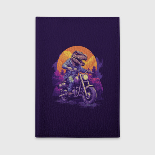 Обложка для автодокументов Динозавр на мотоцикле, цвет желтый
