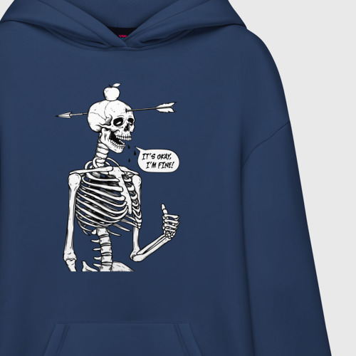 Худи SuperOversize хлопок Skeleton - i am fine, цвет темно-синий - фото 3