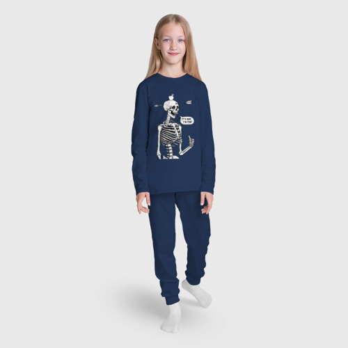 Детская пижама с лонгсливом хлопок Skeleton - i am fine, цвет темно-синий - фото 5
