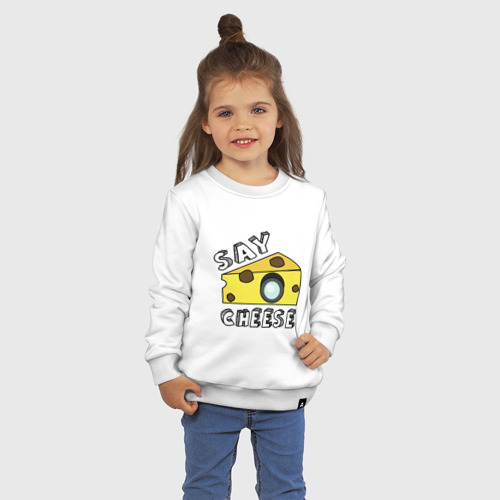 Детский свитшот хлопок с принтом Say cheese, фото на моделе #1