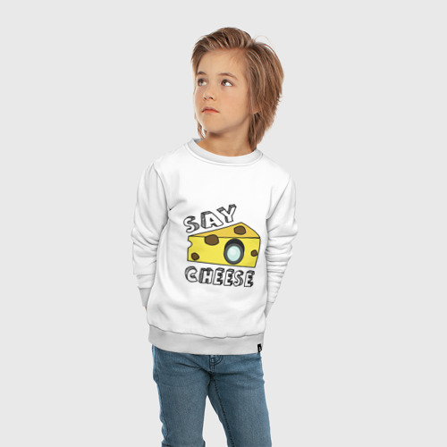 Детский свитшот хлопок с принтом Say cheese, вид сбоку #3