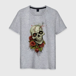 Мужская футболка хлопок Зомби Цветы