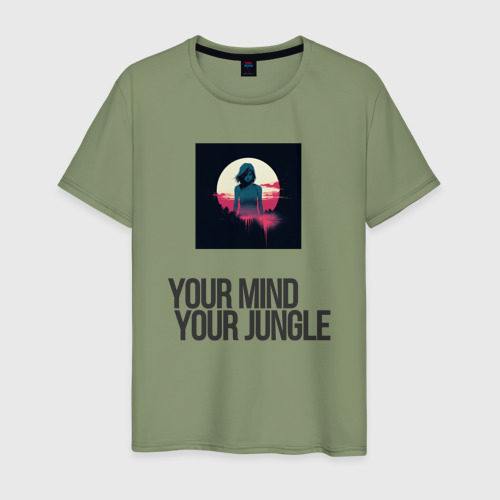 Мужская футболка хлопок с принтом Your mind your jungle, вид спереди #2