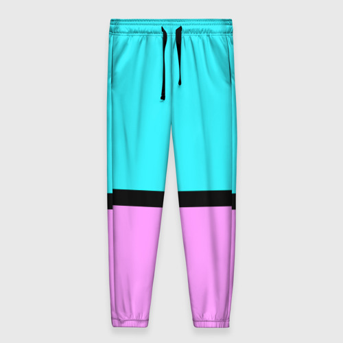 Женские брюки 3D с принтом Двуцветный бирюзово-сиреневый, вид спереди #2