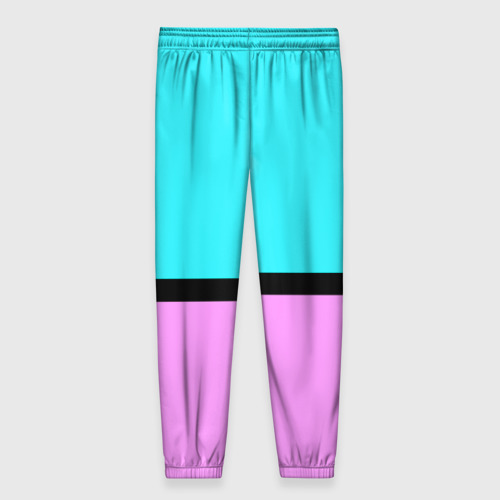 Женские брюки 3D с принтом Двуцветный бирюзово-сиреневый, вид сзади #1