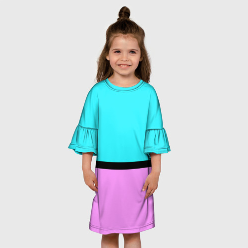 Детское платье 3D с принтом Двуцветный бирюзово-сиреневый, вид сбоку #3