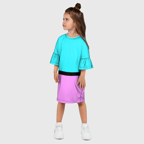 Детское платье 3D с принтом Двуцветный бирюзово-сиреневый, фото на моделе #1