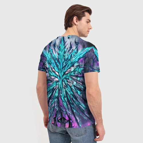 Мужская футболка 3D с принтом Адский разлом голубой, вид сзади #2