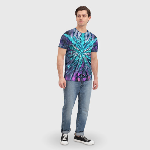 Мужская футболка 3D с принтом Адский разлом голубой, вид сбоку #3