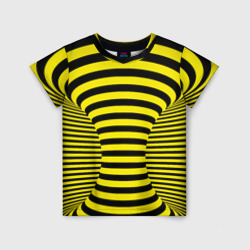 Детская футболка 3D Осиная талия - полосатая иллюзия