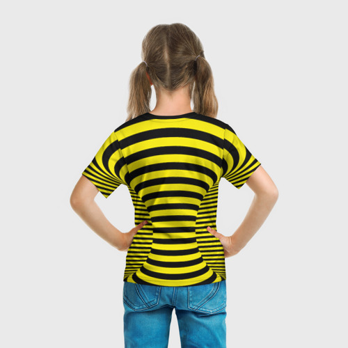 Детская футболка 3D Осиная талия - полосатая иллюзия, цвет 3D печать - фото 6