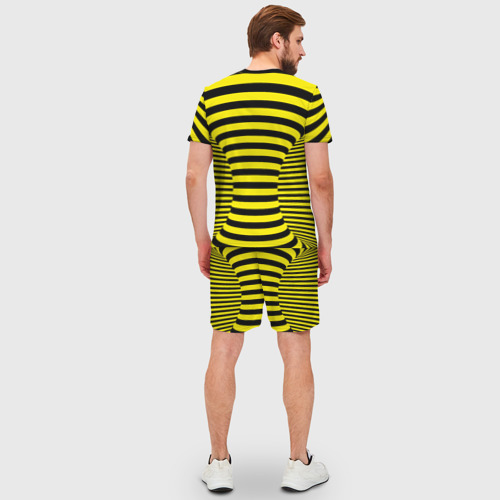 Мужской костюм с шортами 3D Осиная талия - полосатая иллюзия, цвет 3D печать - фото 4