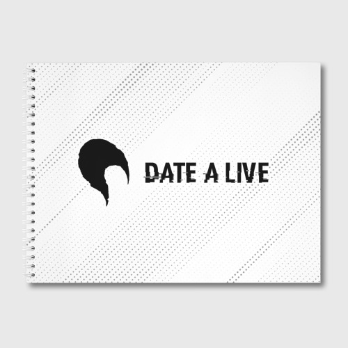 Альбом для рисования Date A Live glitch на светлом фоне: надпись и символ