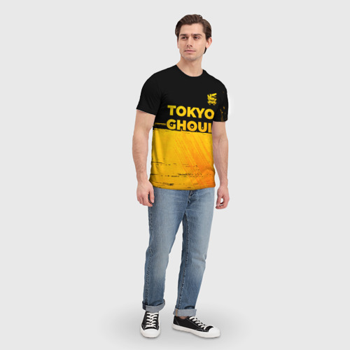 Мужская футболка 3D с принтом Tokyo Ghoul - gold gradient: символ сверху, вид сбоку #3