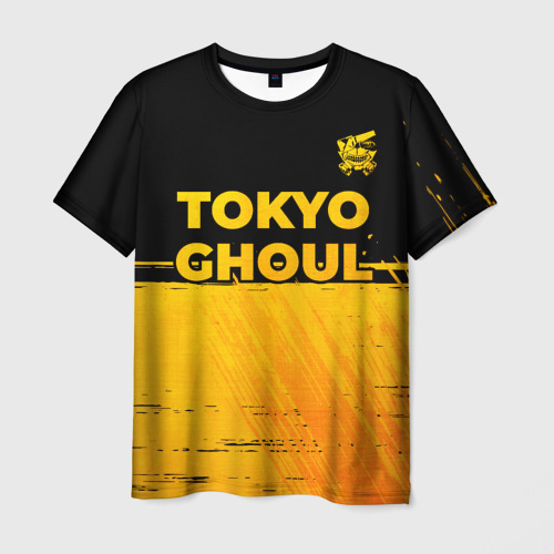 Мужская футболка 3D с принтом Tokyo Ghoul - gold gradient: символ сверху, вид спереди #2