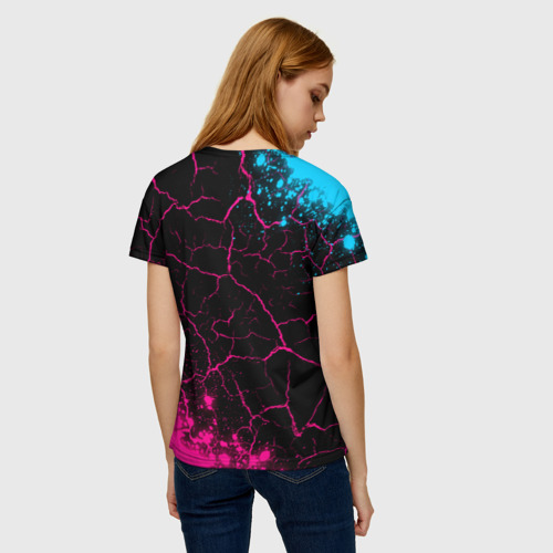 Женская футболка 3D с принтом CreepyPasta - neon gradient: надпись, символ, вид сзади #2