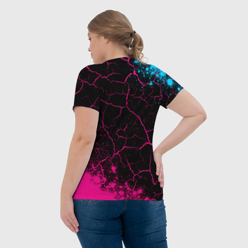 Женская футболка 3D с принтом CreepyPasta - neon gradient: надпись, символ, вид сзади #2