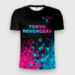 Мужская футболка 3D Slim Tokyo Revengers - neon gradient: символ сверху