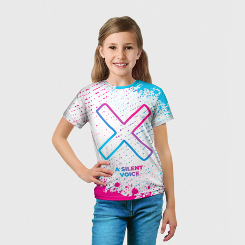 Детская футболка 3D A Silent Voice neon gradient style, цвет 3D печать - фото 5