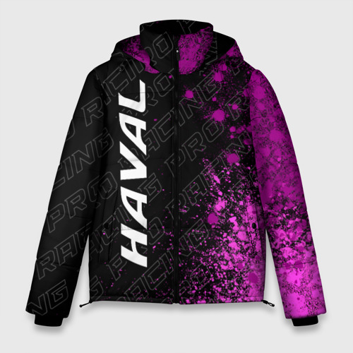 Мужская зимняя куртка 3D с принтом Haval pro racing: по-вертикали, вид спереди #2