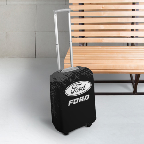 Чехол для чемодана 3D Ford Speed на темном фоне со следами шин, цвет 3D печать - фото 3