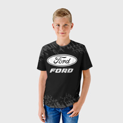 Детская футболка 3D Ford Speed на темном фоне со следами шин - фото 2