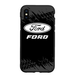 Чехол для iPhone XS Max матовый Ford Speed на темном фоне со следами шин