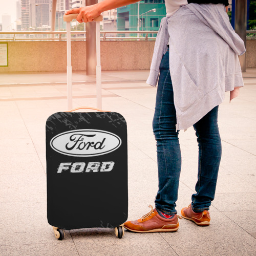 Чехол для чемодана 3D Ford Speed на темном фоне со следами шин, цвет 3D печать - фото 4