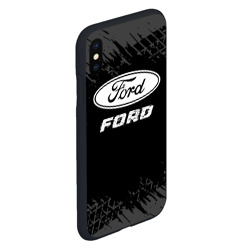 Чехол для iPhone XS Max матовый Ford Speed на темном фоне со следами шин - фото 2