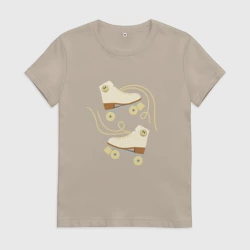 Женская футболка хлопок Ретро ролики со смайлом