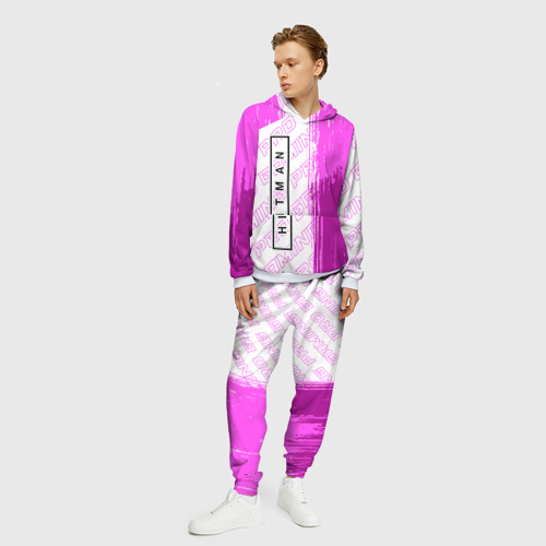 Мужской костюм с толстовкой 3D Hitman pro gaming: по-вертикали, цвет белый - фото 3