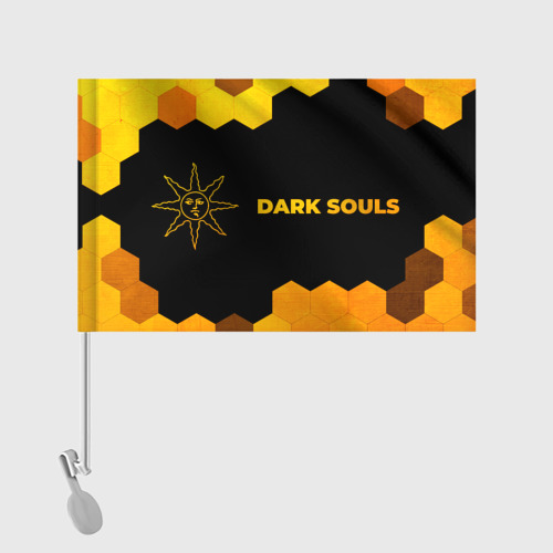 Флаг для автомобиля Dark Souls - gold gradient: надпись и символ - фото 2