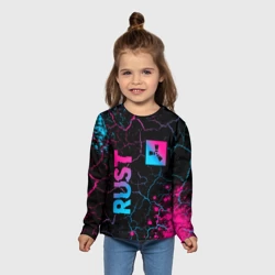 Детский лонгслив 3D Rust - neon gradient: надпись, символ - фото 2